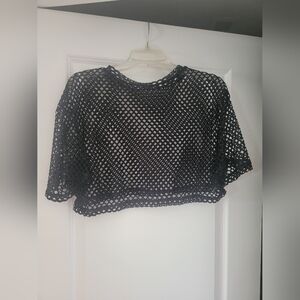 SHEIN Black Mesh Crop Top